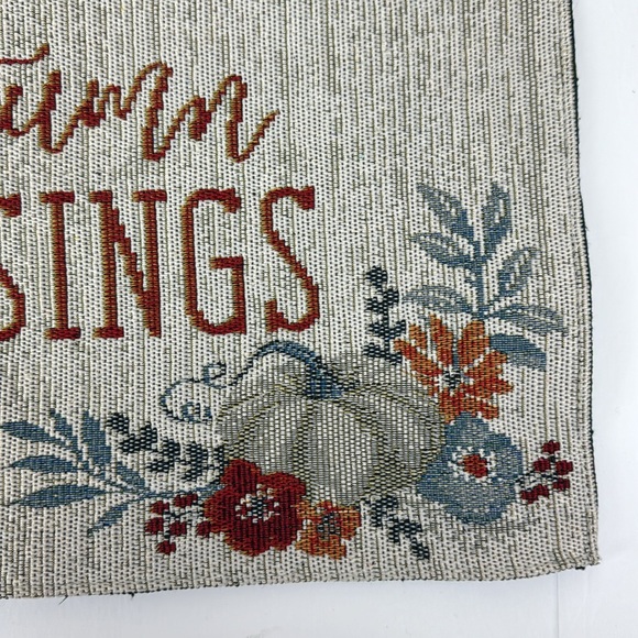 (2) Autumn Blessings Tapestry Placemats NWT pumpkins fall gray orange blue red - Picture 3 of 7